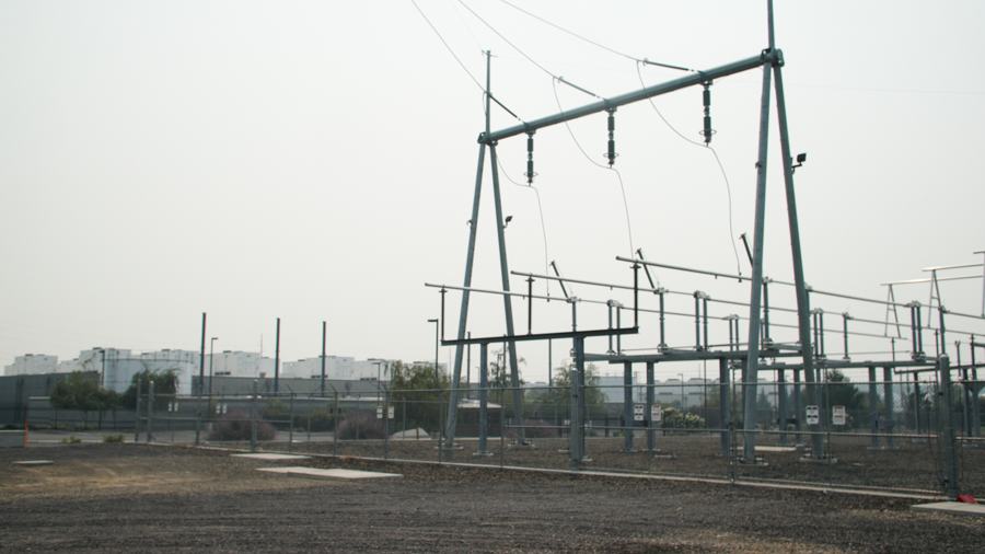 Powerlines in a rural field
