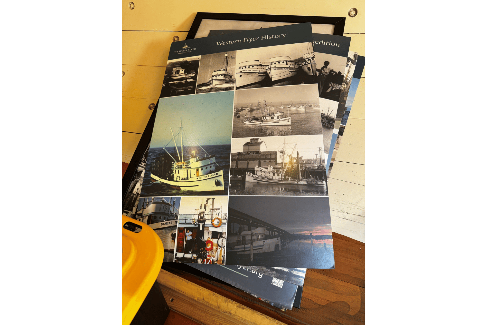 Flyers about the ship's history