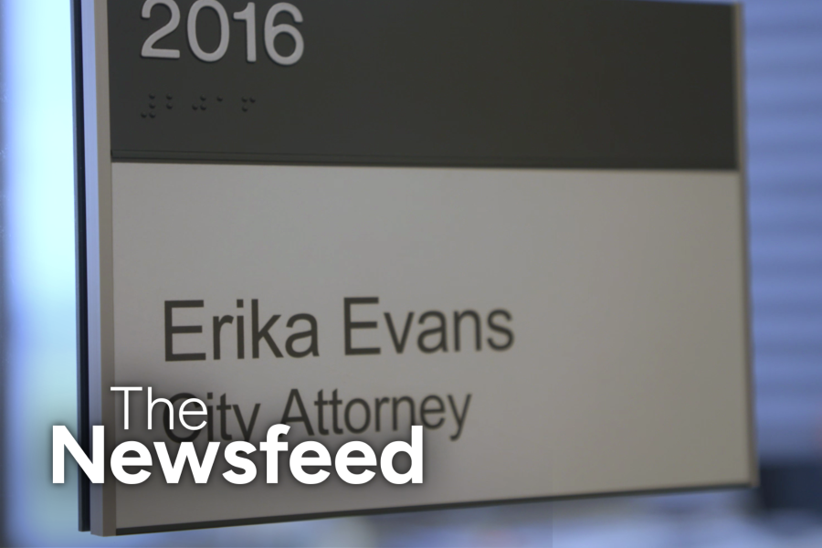 The plaque outside Erika Evans' office