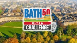 An aerial shot of Bath with the Bath 50 Challenge logo overlaid.