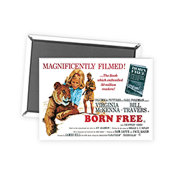 A fridge magnet with the Born Free film poster on it