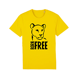 A yellow T-Shirt with Born Free logo