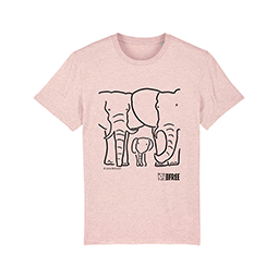 Pink t-shirt with an elephant line drawing print