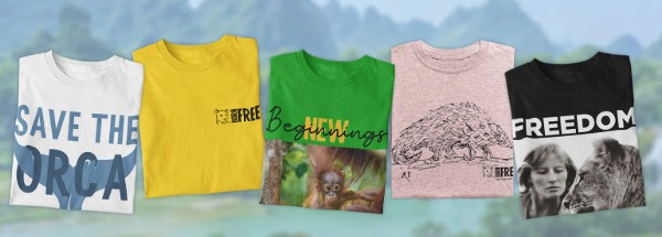 A selection of differnt Born Free T-shirts