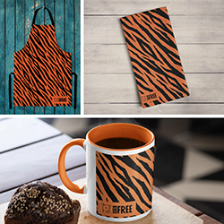 A montage of images of tiger pattern homeware