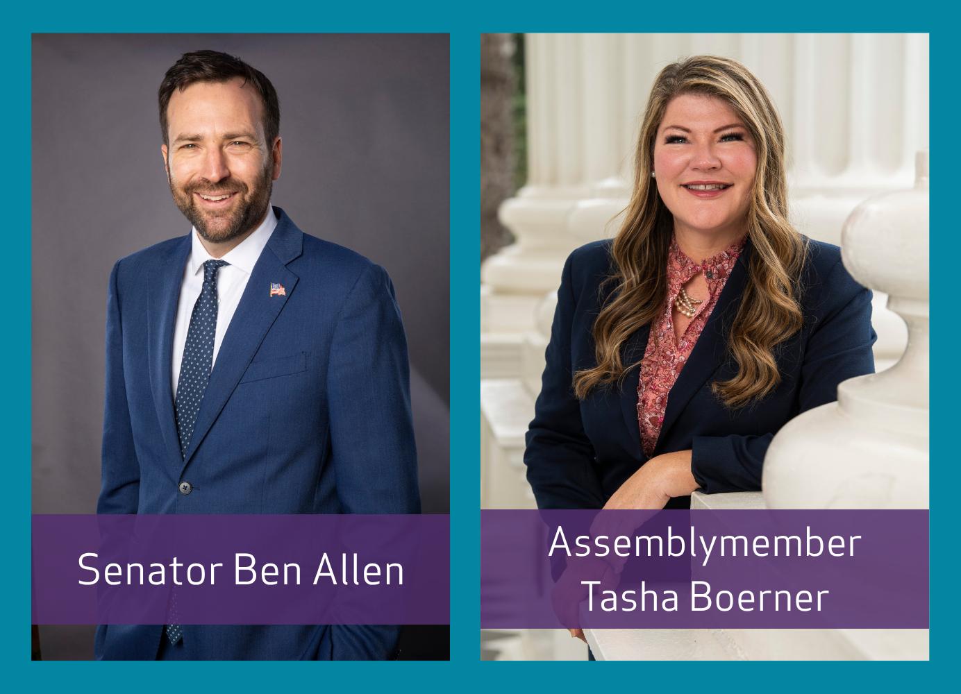 Images of Senator Ben Allen and Assemblymember Tasha Boerner