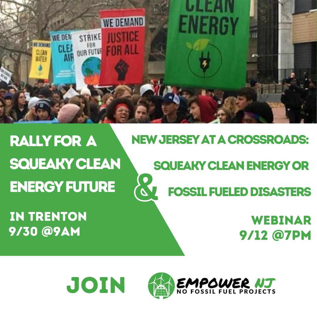 Graphic design for a Clean Water Action and Empower NJ event "Rally for a Squeaky Clean Energy Future" on 9/30