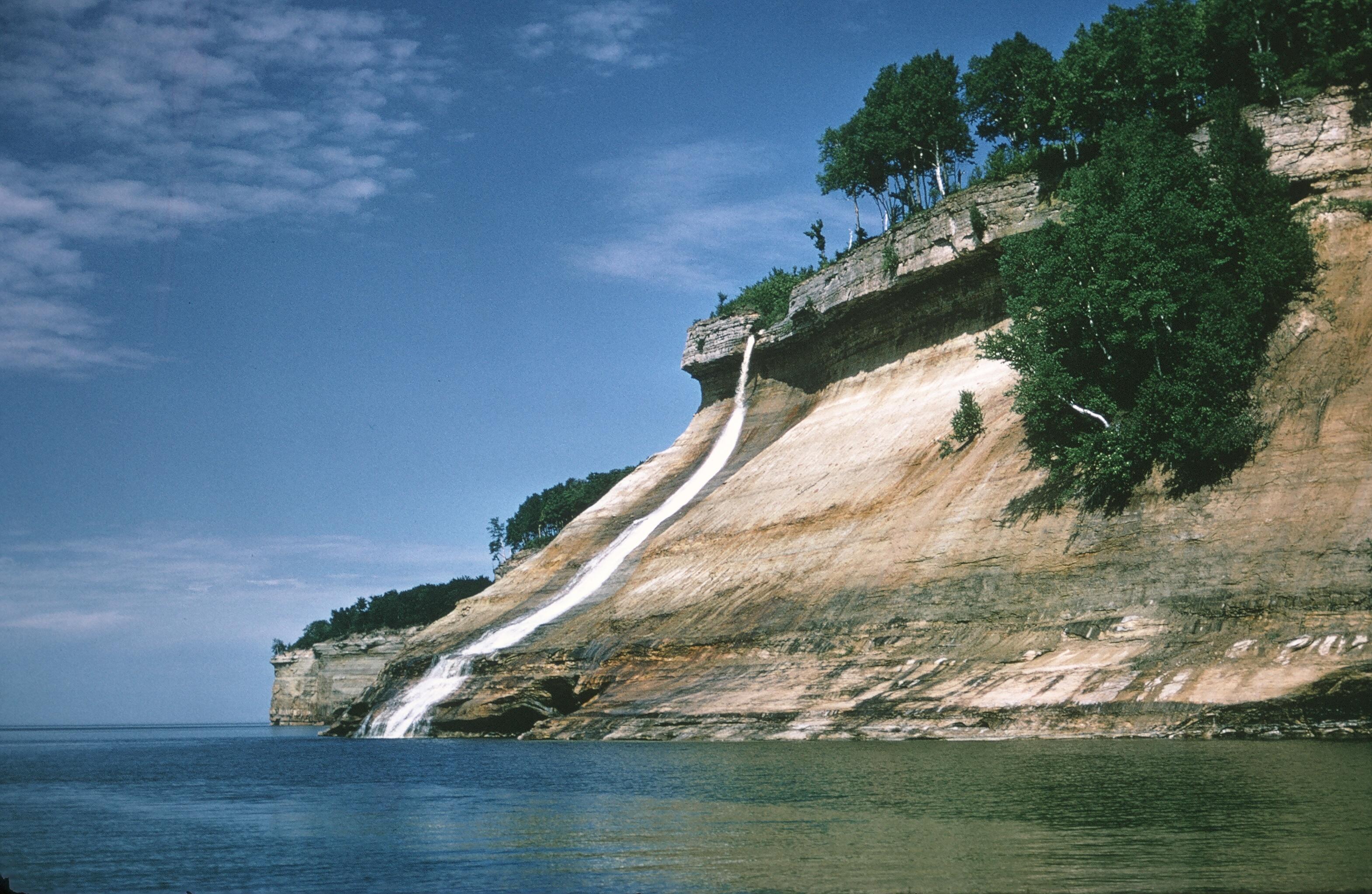 Bridalveil Falls and Lake Superior, Pictured Rocks National Lakeshore Michigan