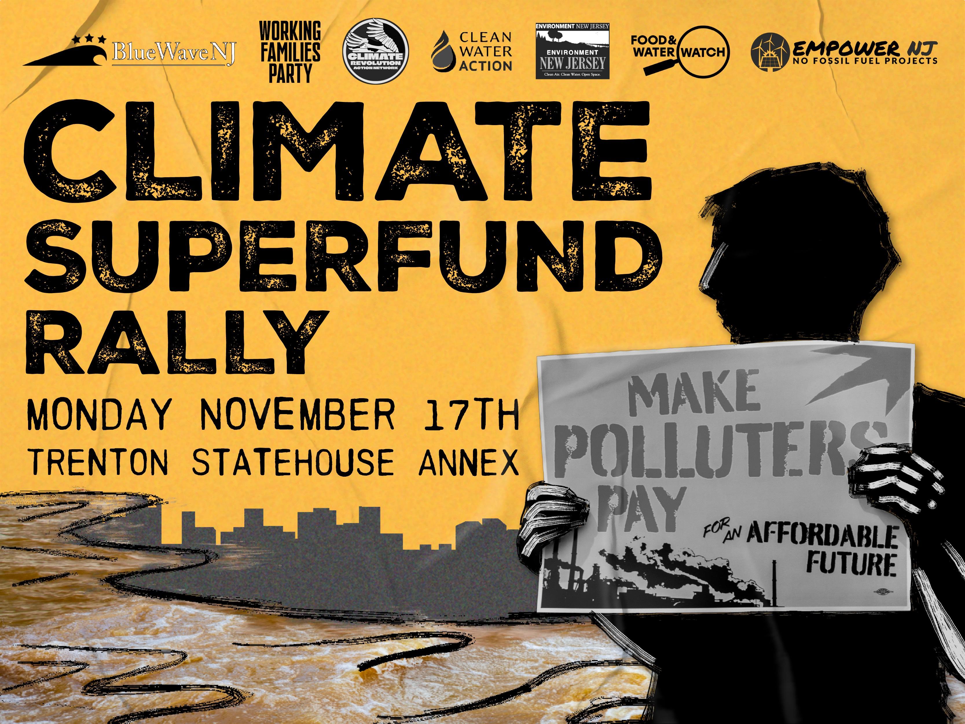 Graphic for NJ's Climate Superfund Rally