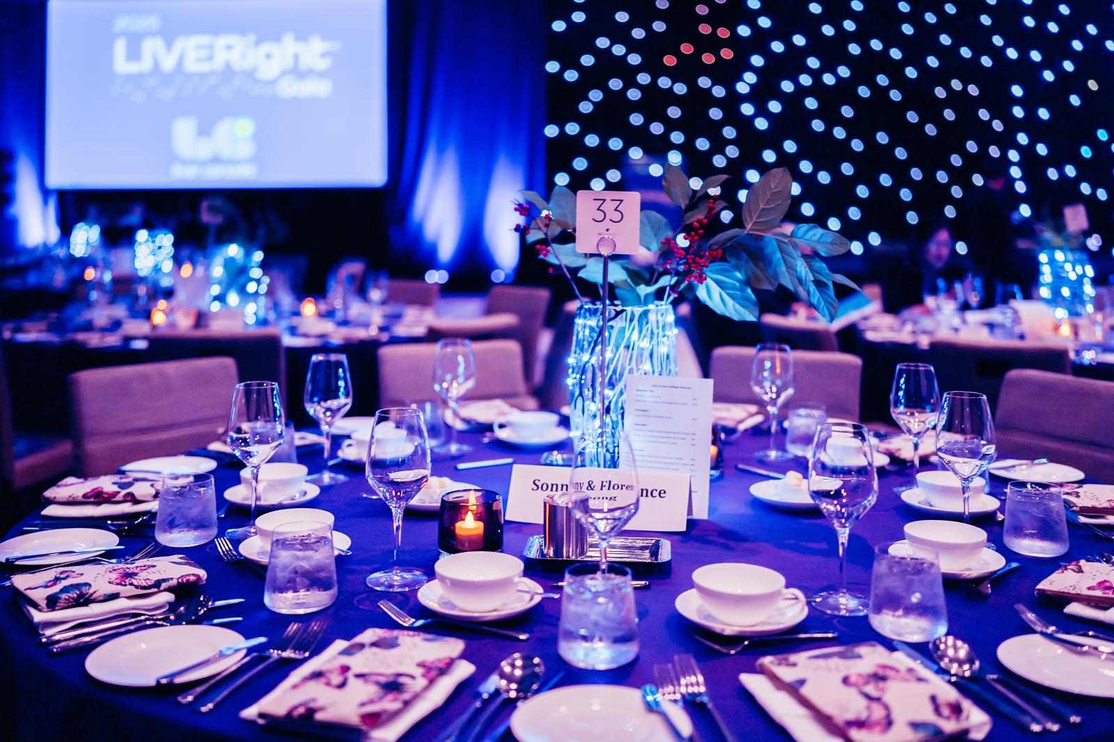 A table setting at the gala